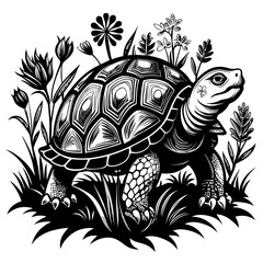 turtle printable black color vector