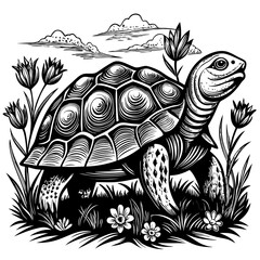 turtle printable black color vector
