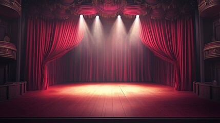 Theater stage with curtains and spotlight