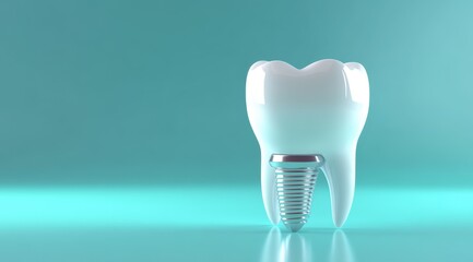 Dental Implant Concept on Teal Background 