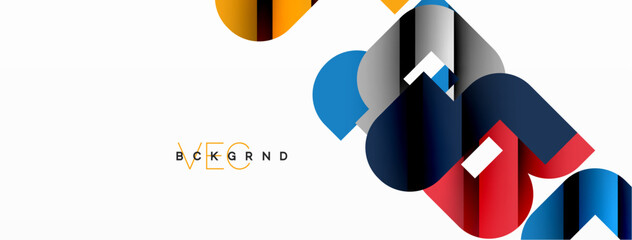 Abstract background. Colorful geometric curve shapes with black shadow lines effects