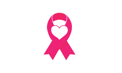 Pink Power think pink ribbon of Breast and Heart Cancer Awareness Month design white background