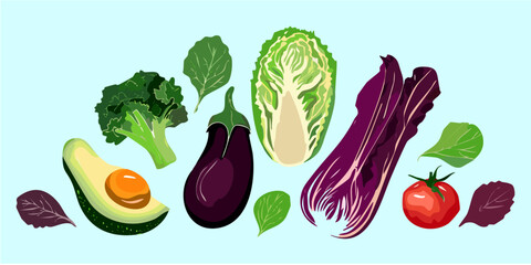 Vector Vegetables Blue Background