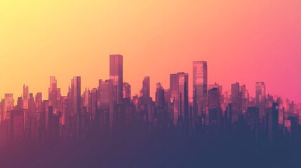 Fototapeta premium Colorful City Skyline with Gradient Lighting Effects
