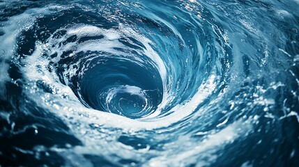 Close-up of a swirling vortex in the ocean, creating a hypnotic effect.