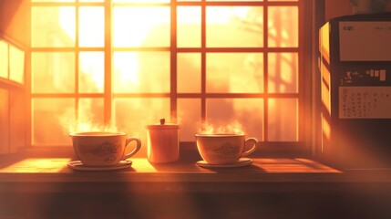 Cozy Ramen Bowls with Warm Light and Artistic Touch