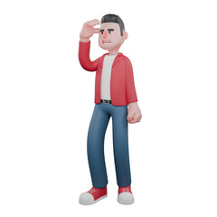 Illustrated 3D Male Vocalist. A male singer is standing with his hands as if saluting. Music Artist Design