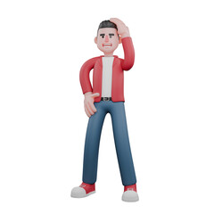 3D Model of Male Performer. A male singer is standing while holding his head. Music Character