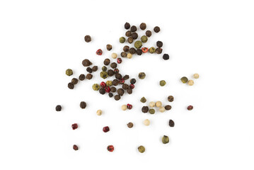 Color pepper on isolated background. Pepper mix black and red