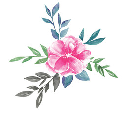 Bouquet of Flowers Botanical Watercolor