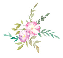 Bouquet of Flowers Botanical Watercolor