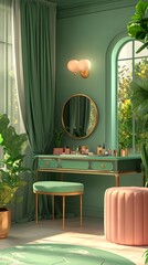 Stylish and mature room of a woman who loves cosmetics.generated by AI