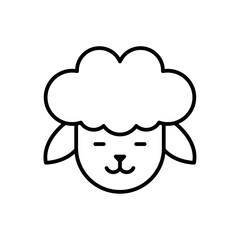 Sheep head line icon on white background.