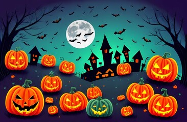 Halloween festival orange background illustration.
