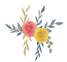 Fototapeta premium Bouquet of Flowers Botanical Watercolor