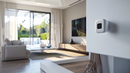 Fototapeta premium Modern Home Security Camera on White Wall