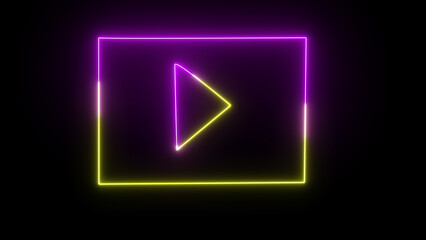 Video, audio neon play button icon