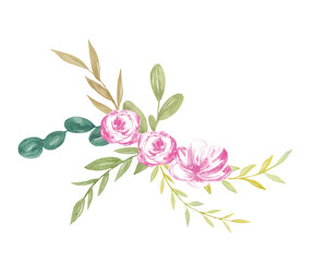 Bouquet of Flowers Botanical Watercolor