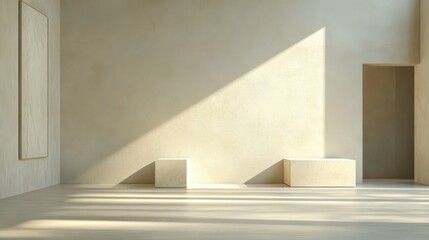 Obraz premium Soft Textures with Subtle Lighting in Minimalist Space