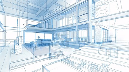 Fototapeta premium Architectural Blueprint of a Modern Home