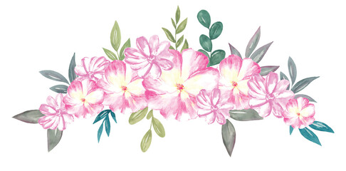 Watercolor Bouquet of Flowers Botanical 