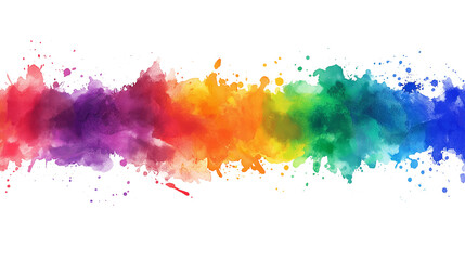 Fototapeta premium Rainbow paint splash border isolated on a white background