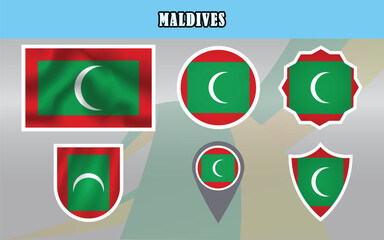 High-quality vector of the National Flag of Maldives, featuring a green field with a white crescent on a red background. Ideal for educational, cultural, or international design projects.