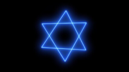 Glowing Blue Star of David on Black Background