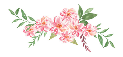 Watercolor Bouquet of Flowers Botanical 