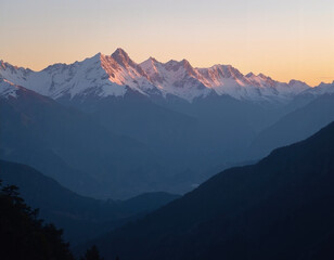 Mountain Sunset Landscape.