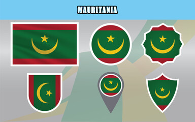 Stunning vector illustration of the National Flag of Mauritania, featuring a green field with a yellow crescent and star. Perfect for educational, cultural, or international design use.