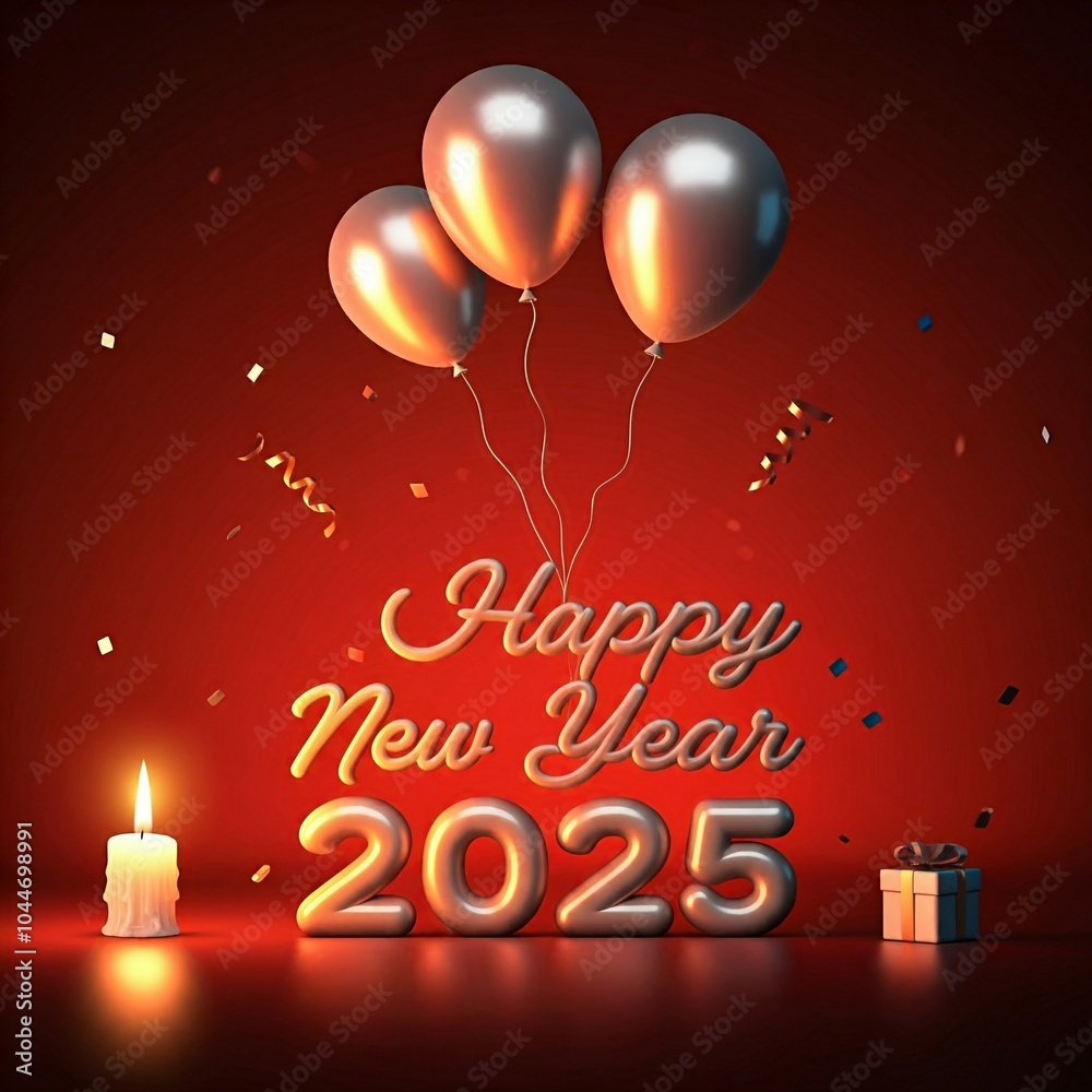 Fototapete happy new year 2025 3d render typography calligraphy typescript background banner poster wallpaper d