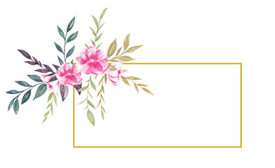 Obraz premium Frame Watercolor Bouquet of Flowers Botanical 