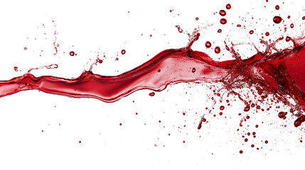 Red wine splash with drops isolated on a white background