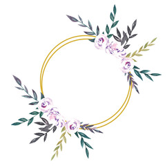 Frame Watercolor Bouquet of Flowers Botanical 