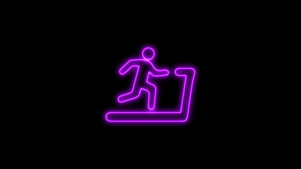 Neon man running on gym instruments icon. Focused on Agility, Strength, and Cardio Training in a Gym Setting for Endurance, Health, and Motivation in Fitness.