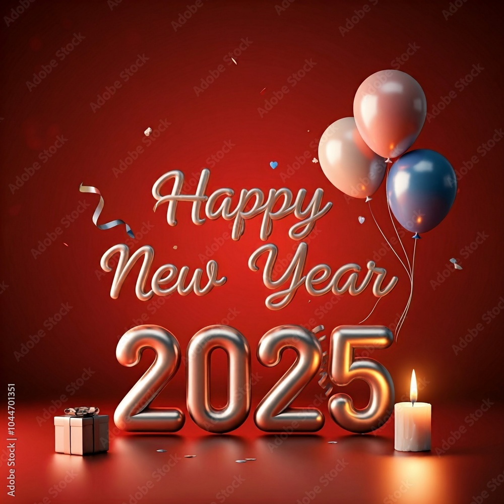 Fototapete happy new year 2025 3d render typography calligraphy typescript background banner poster wallpaper d