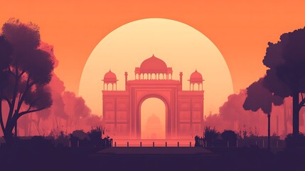 Obraz premium Sunset View of India Gate in New Delhi