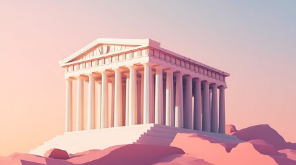 Obraz premium Minimalist Parthenon Temple with Soft Background