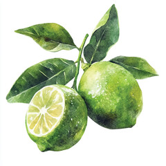 Finger lime fruit watercolor clipart illustratration