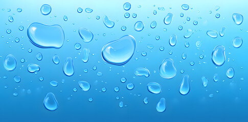 Blue background with clear water droplets