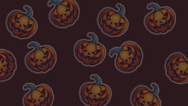 MANY BAD PUMPKINS ON DARK BACKGROUND