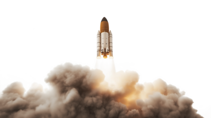 Space Rocket with Smoke Isolated on a white background