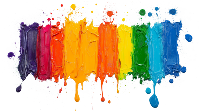 Splash from rainbow colors paint isolated on a white background