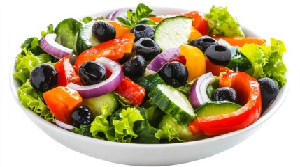 Fresh Salad with Vegetables on a Minimalist Background