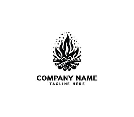 Fototapeta premium Vector fire ember logo. Blazing fire symbol logo design. Bonfire logo template. Hot fire sign