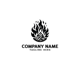 Vector fire ember logo. Blazing fire symbol logo design. Bonfire logo template. Hot fire sign
