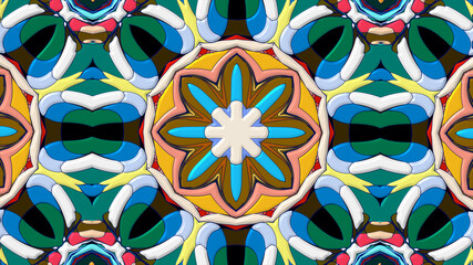 Abstract colorful psychedelic mandala kaleidoscope background pattern for a summer music festival
