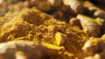 A vibrant closeup of ground ginger