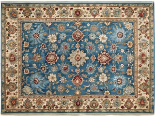 Cozy geometric rug in soft blue tones perfect for adding warmth and style to any living space